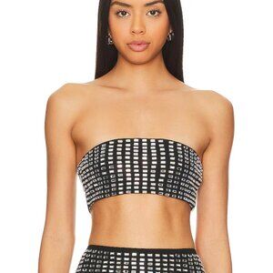 NWT WeWoreWhat Geo Crystal Bandeau Top Black Silver